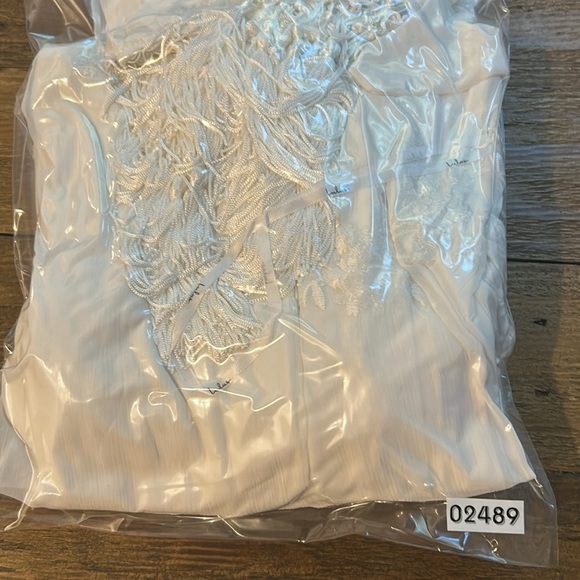 LULUS Fun Affair White Floral Embroidered Tassel Midi Wrap Dress Romantic - Picture 15 of 15